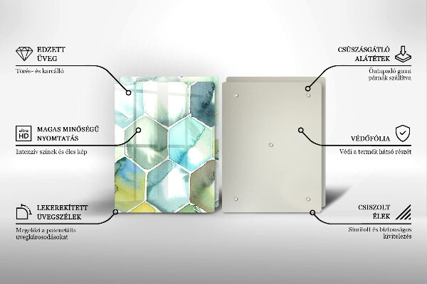 Üveg vágódeszka Akvarell hatszögek