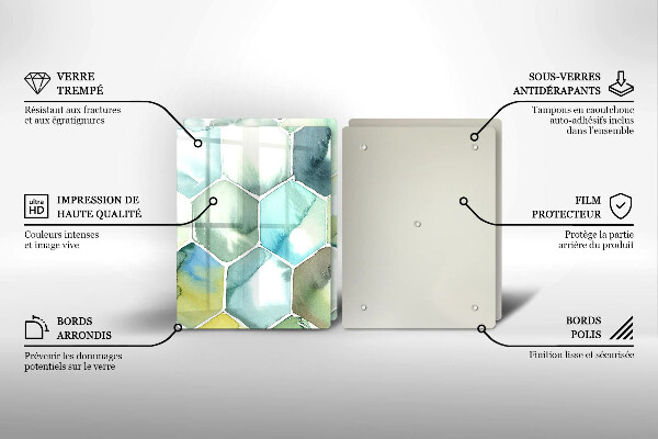 Üveg vágódeszka Akvarell hatszögek