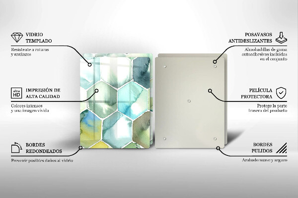 Üveg vágódeszka Akvarell hatszögek