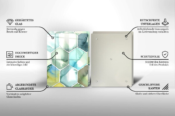 Üveg vágódeszka Akvarell hatszögek