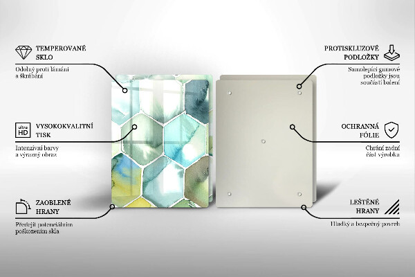 Üveg vágódeszka Akvarell hatszögek