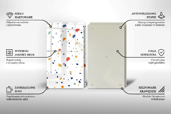 Üveg vágódeszka Színes kőedény