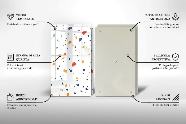 Üveg vágódeszka Színes kőedény