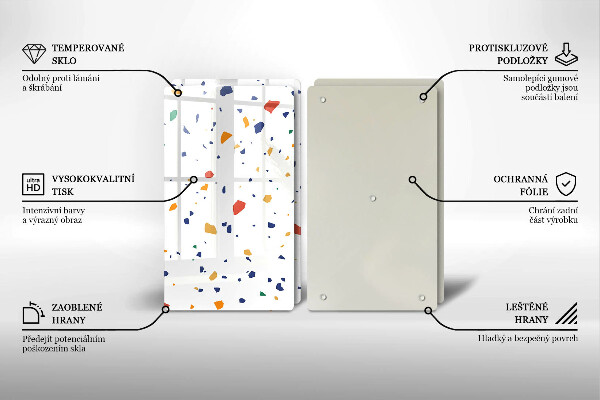 Üveg vágódeszka Színes kőedény