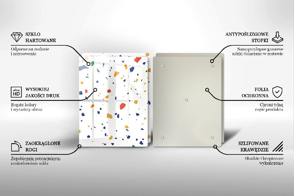 Üveg vágódeszka Színes kőedény