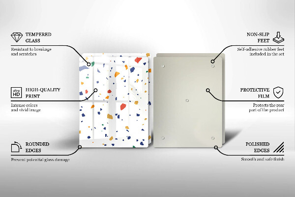 Üveg vágódeszka Színes kőedény