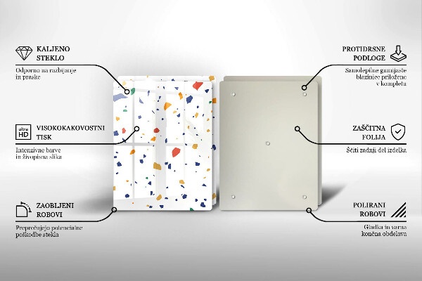 Üveg vágódeszka Színes kőedény