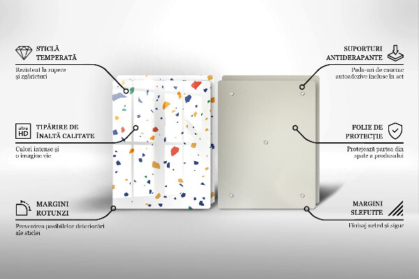 Üveg vágódeszka Színes kőedény