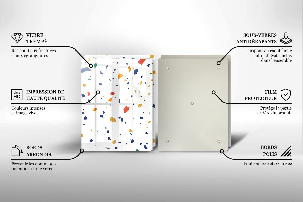 Üveg vágódeszka Színes kőedény