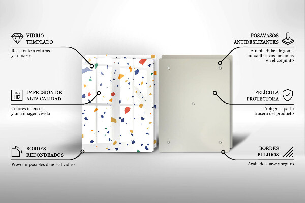 Üveg vágódeszka Színes kőedény