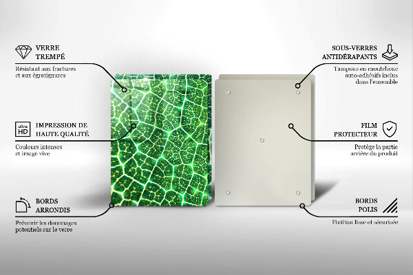 Üveg vágódeszka Levélszerkezet