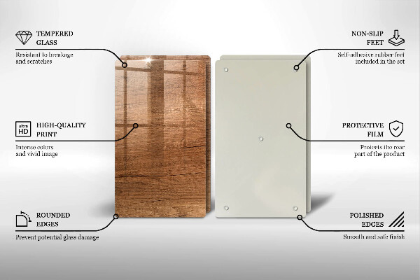 Üveg vágódeszka Fa textúra