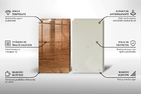 Üveg vágódeszka Fa textúra