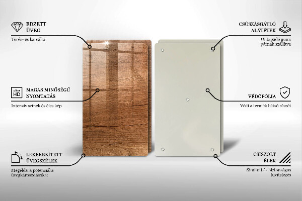 Üveg vágódeszka Fa textúra