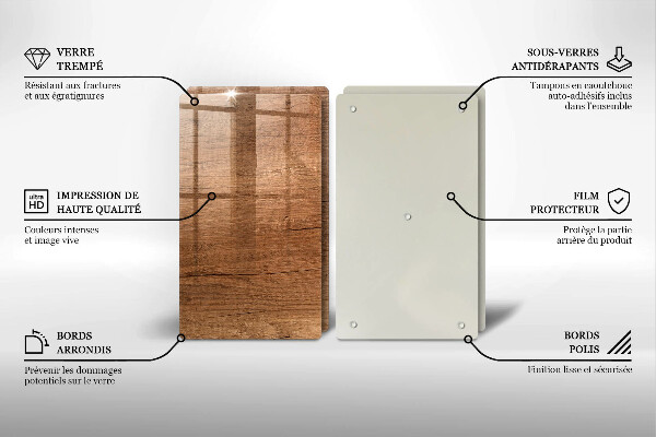 Üveg vágódeszka Fa textúra