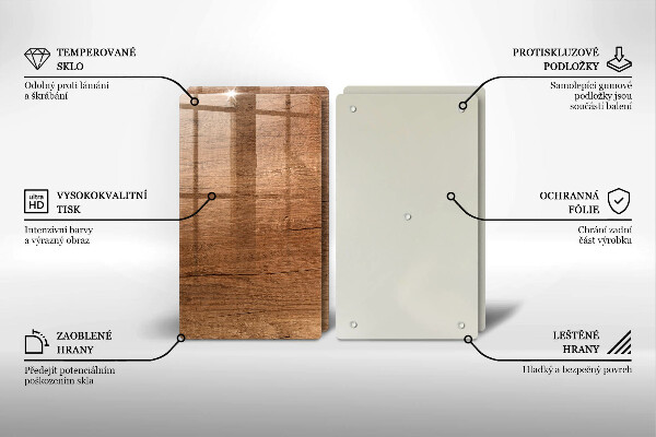 Üveg vágódeszka Fa textúra