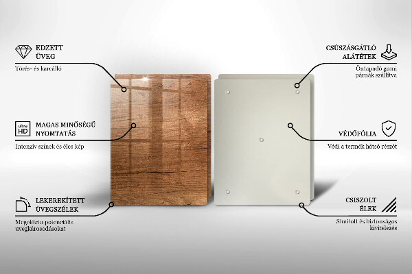 Üveg vágódeszka Fa textúra