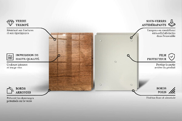 Üveg vágódeszka Fa textúra