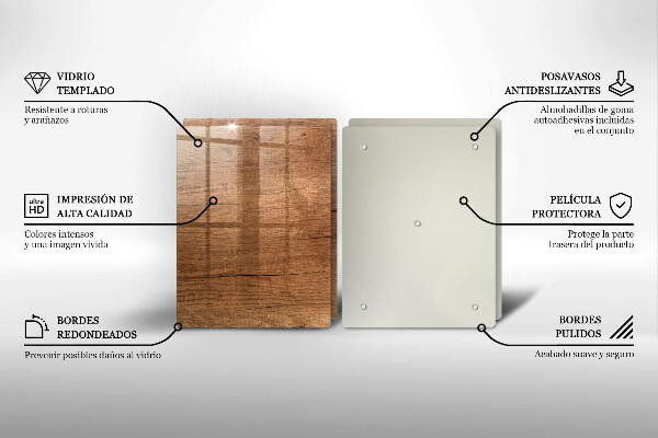 Üveg vágódeszka Fa textúra