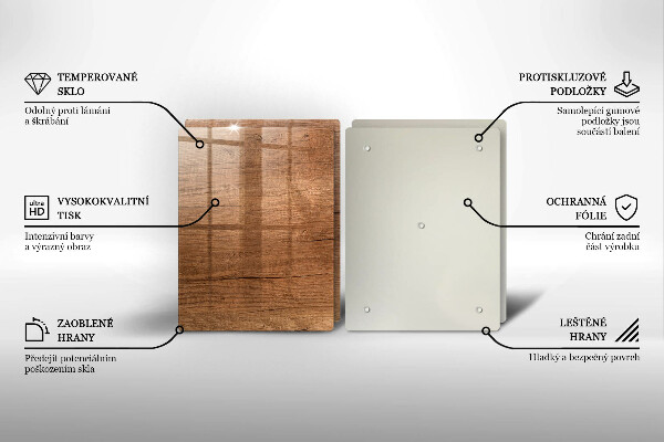 Üveg vágódeszka Fa textúra