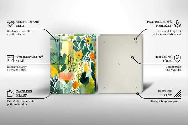 Üveg vágódeszka Festett virágok