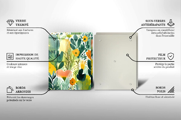 Üveg vágódeszka Festett virágok