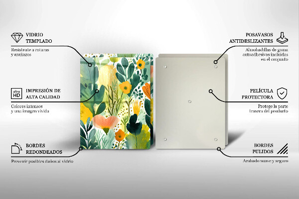 Üveg vágódeszka Festett virágok