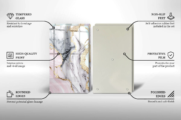 Üveg vágódeszka Pasztell márvány