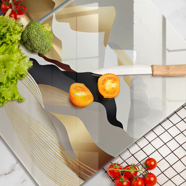 Üveg vágódeszka Absztrakt arany hegyek