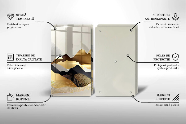 Üveg vágódeszka Absztrakt arany hegyek