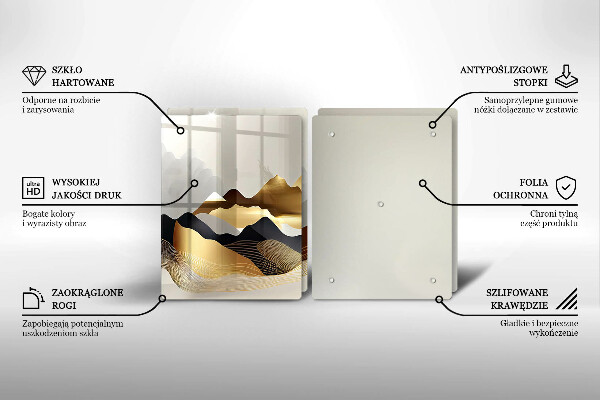 Üveg vágódeszka Absztrakt arany hegyek