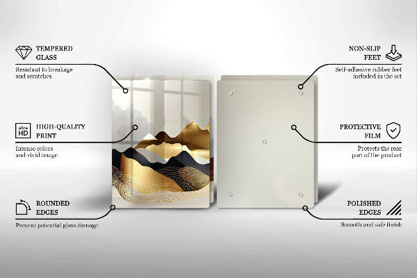 Üveg vágódeszka Absztrakt arany hegyek