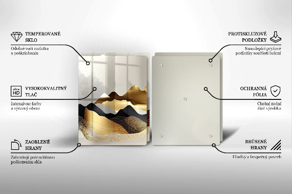 Üveg vágódeszka Absztrakt arany hegyek