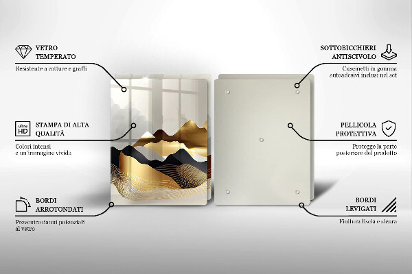Üveg vágódeszka Absztrakt arany hegyek