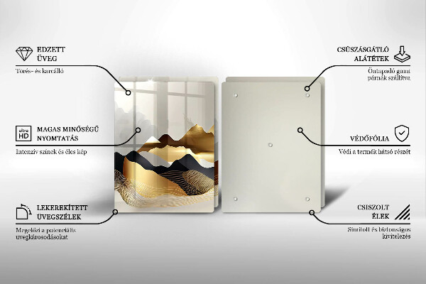 Üveg vágódeszka Absztrakt arany hegyek