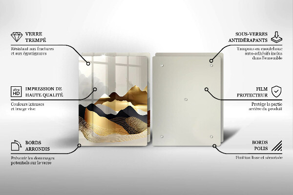 Üveg vágódeszka Absztrakt arany hegyek