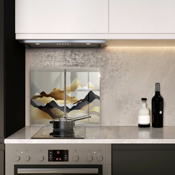 Üveg vágódeszka Absztrakt arany hegyek