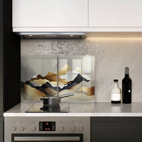 Üveg vágódeszka Absztrakt arany hegyek