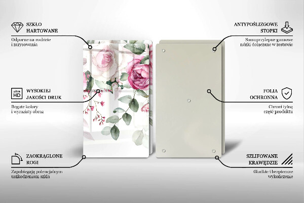 Üveg vágódeszka Akvarell rózsák