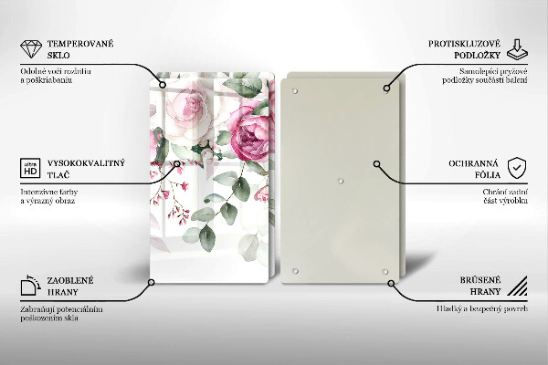 Üveg vágódeszka Akvarell rózsák