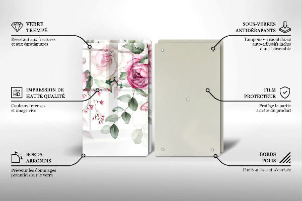 Üveg vágódeszka Akvarell rózsák