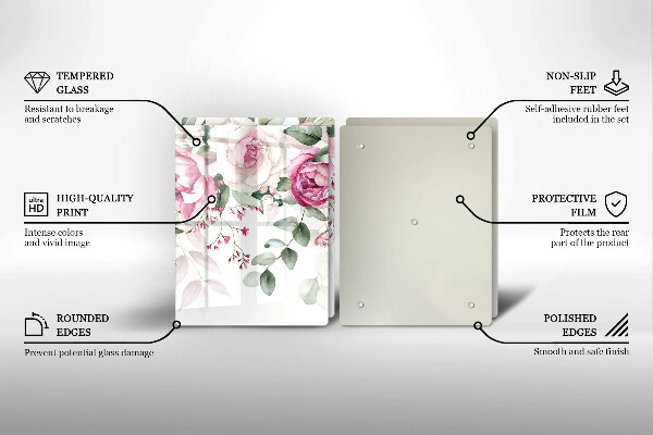 Üveg vágódeszka Akvarell rózsák