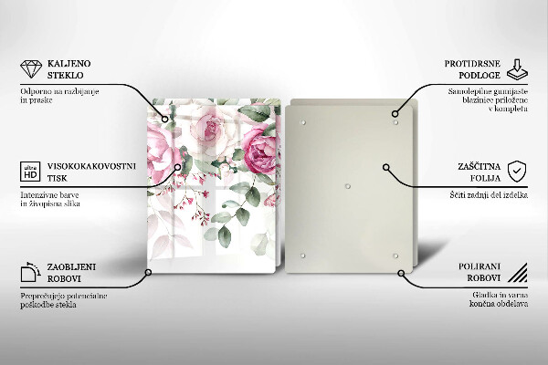 Üveg vágódeszka Akvarell rózsák