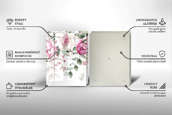 Üveg vágódeszka Akvarell rózsák