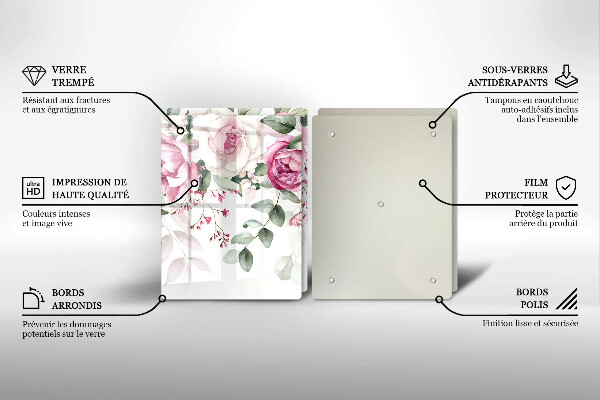 Üveg vágódeszka Akvarell rózsák
