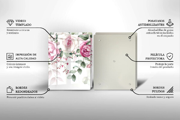 Üveg vágódeszka Akvarell rózsák