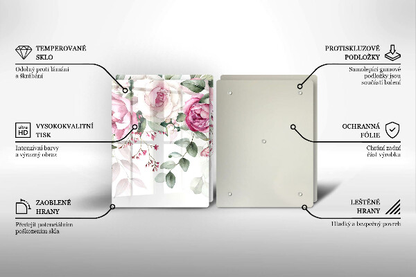 Üveg vágódeszka Akvarell rózsák