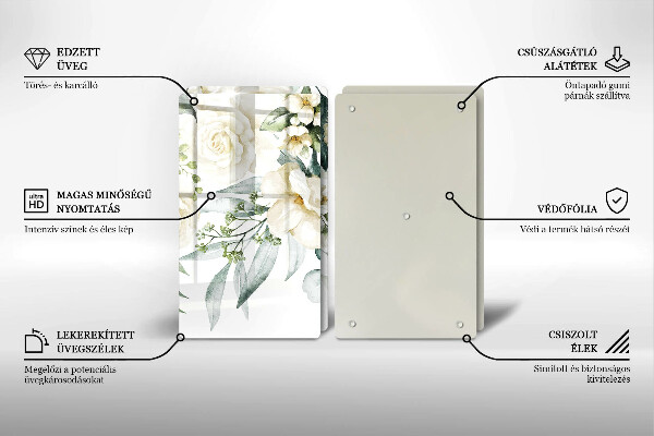 Üveg vágódeszka Akvarell virágok