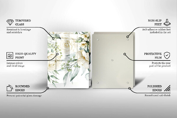 Üveg vágódeszka Akvarell virágok