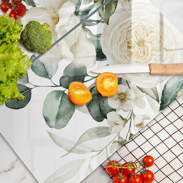 Üveg vágódeszka Akvarell virágok